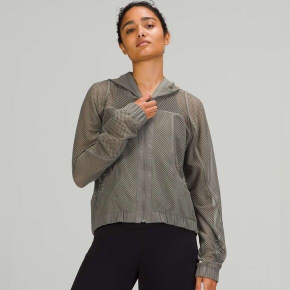 NWOT LULULEMON Mesh Hooded Jacket Grey Sage - Picture 1 of 3
